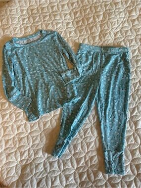 Posh Peanut Teal Blue Floral Kids Pajama Set